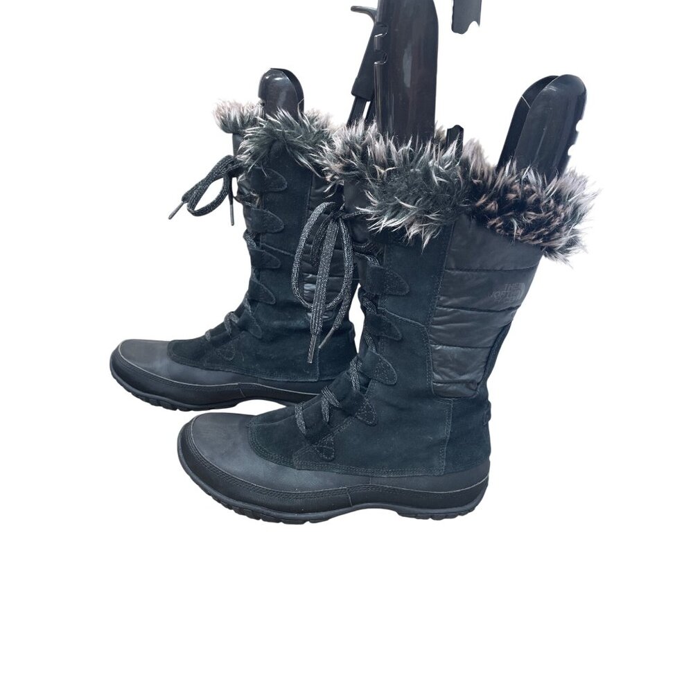 NorthFace Primaloft Womans Black Insulated fur lined winter boots Sz 9 SKU 9569 - Picture 4 of 12